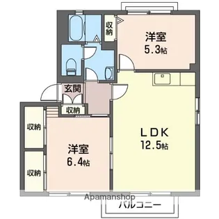 スプリングヴァレイD【1階】の間取り