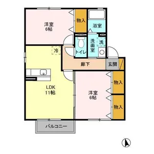 ハイツベルヴュー【2階】の間取り
