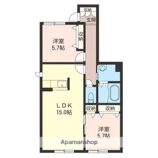 アフィシオン【102号室】の間取り