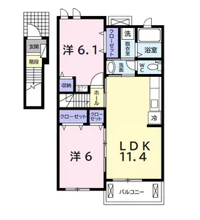 エーデル ミナミ Ⅱ【2階】の間取り