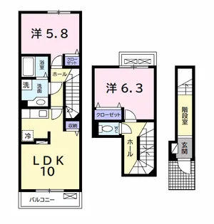 サンヴェール茂原D【2階】の間取り
