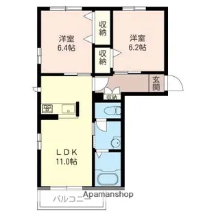 ドゥ・グランⅡ A【203号室】の間取り