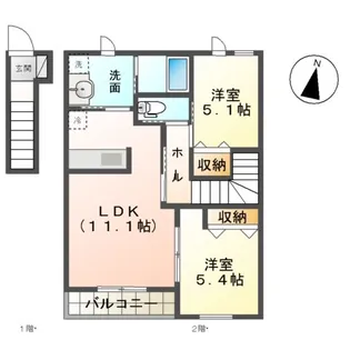 CALME BONHEURⅠ【2階】の間取り