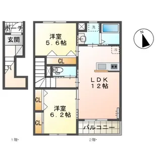 CHAMPAGNE−RI.SI.YA−【2階】の間取り