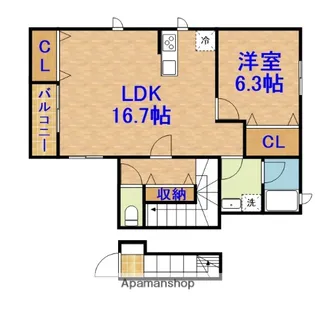 フェリーチェ誉田【2階】の間取り