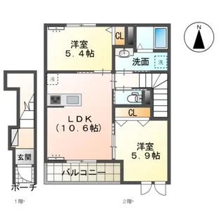 グラス・ニコル【201号室】の間取り