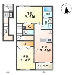 ユニヴァリィエスポアール【2階】の間取り