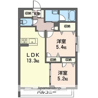 フェリシード八幡【201号室】の間取り