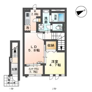 ツー・ヒル・ライブ【2階】の間取り