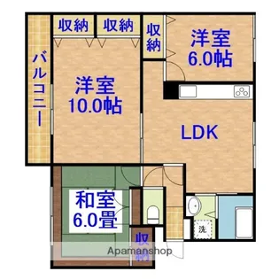 レインボーハウス勾当水5号棟【2階】の間取り