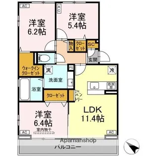 シャイングレイス【2階】の間取り