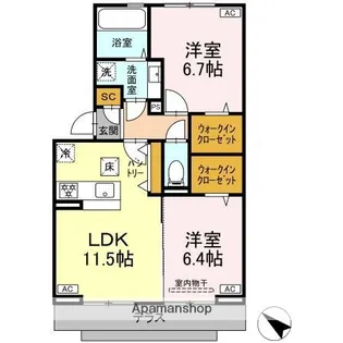 シャイングレイス【1階】の間取り