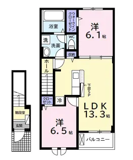 中瀬ロイヤルガーデン【2階】の間取り