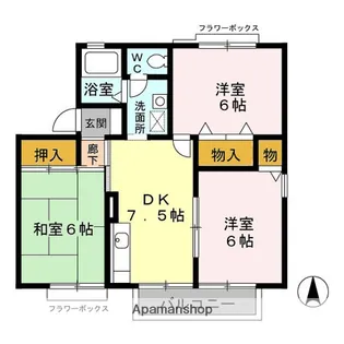 千葉県千葉市緑区おゆみ野中央6丁目【アパート】の間取り