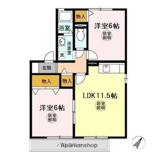 ブルンネンパークB【2階】の間取り