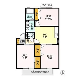 レインボーハイツ Ⅱ番館【1階】の間取り