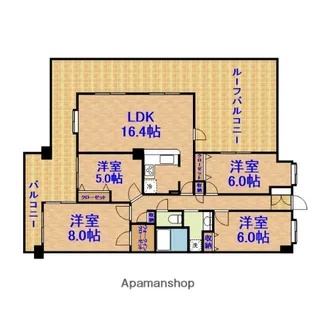 ダイアパレスヒルトップ・エフ千葉寺駅前【8階】の間取り