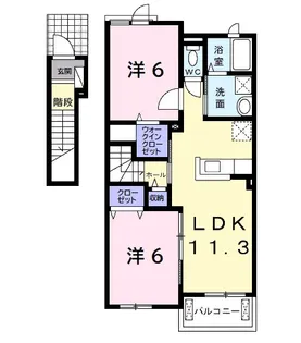 コンセェクアット B【2階】の間取り