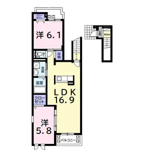 カレントカーサ ガーデン【2階】の間取り