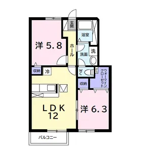 グリーンコートA【1階】の間取り