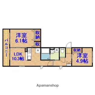 シャトレー宮崎2【1階】の間取り