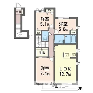シャルマン大芝A【2階】の間取り