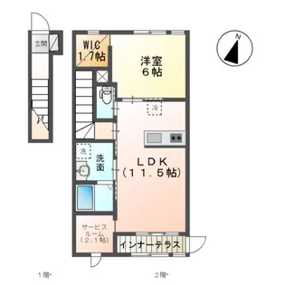 サン・ルミナス【201号室】の間取り