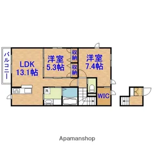 オアシスB棟【203号室】の間取り