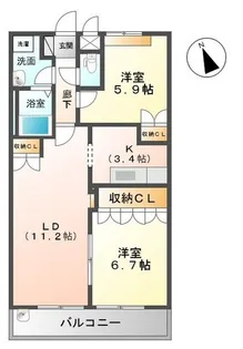 フォレストヴィラⅡ【1階】の間取り