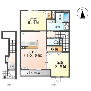 SUNNYWELL HAYANO【2階】の間取り