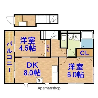 カーサ楠の木B【201号室】の間取り