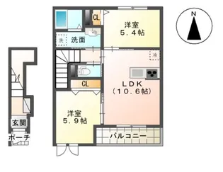 グラス・ニコル【2階】の間取り