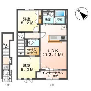 ドゥ ソワル【2階】の間取り