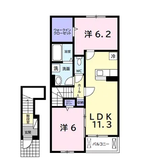 カーサ リザイヤ Ⅰ【2階】の間取り