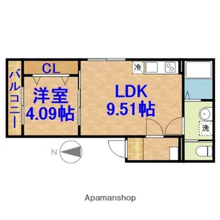 1LDKの間取り画像