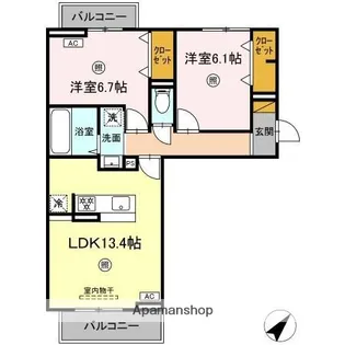コンフォール古市場 ANNEX【2階】の間取り