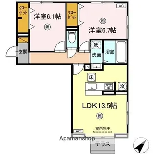 コンフォール古市場 ANNEX【1階】の間取り