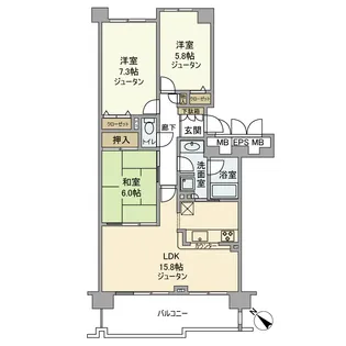 おゆみ野パークハウス参番館【7階】の間取り