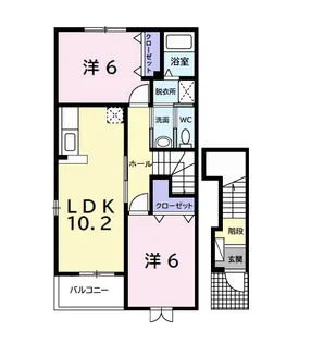 サニーガーデンB【2階】の間取り