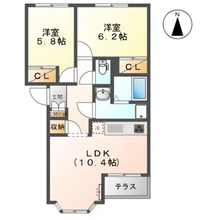 日の出Ⅱ【205号室】の間取り