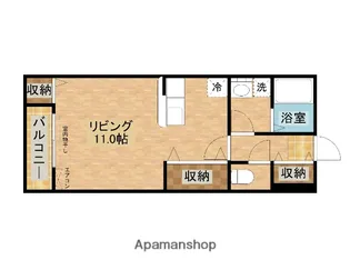 煉瓦館朝日A【102号室】の間取り