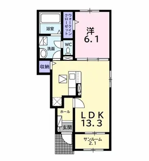 パレスR A棟【1階】の間取り