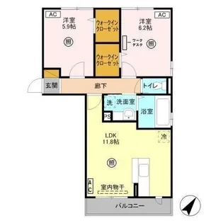 カーサ・ブリリオ【2階】の間取り