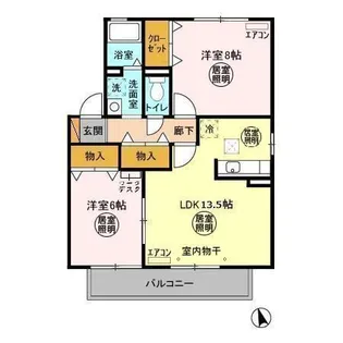 2LDKの間取り画像