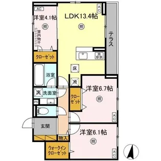 ベルニー太田【1階】の間取り