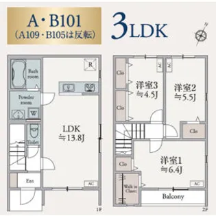 BONHEUR B【105号室】の間取り