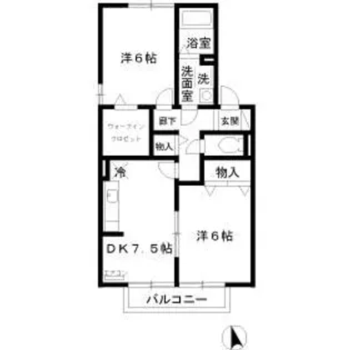 ヒルサイドコート 五番館【2階】の間取り