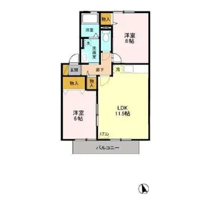 ヒルサイドコート 壱番館【2階】の間取り