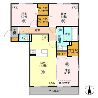 袖ヶ浦ヒルサイドレジデンス B棟【201号室】の間取り