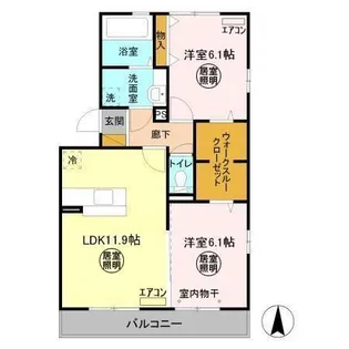 ラフィネフィオーレ【2階】の間取り